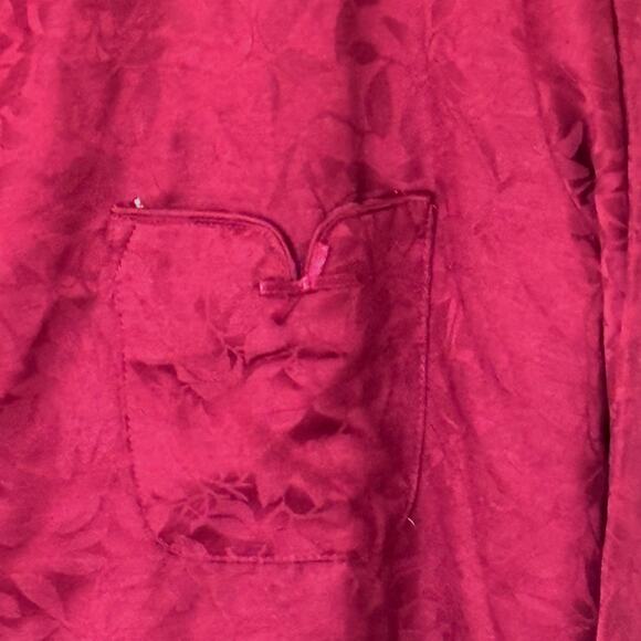 Miss Elaine Wms L Burgundy Jacquard 2 Pc Pajama Set Button Up Top Elegant - Picture 6 of 14